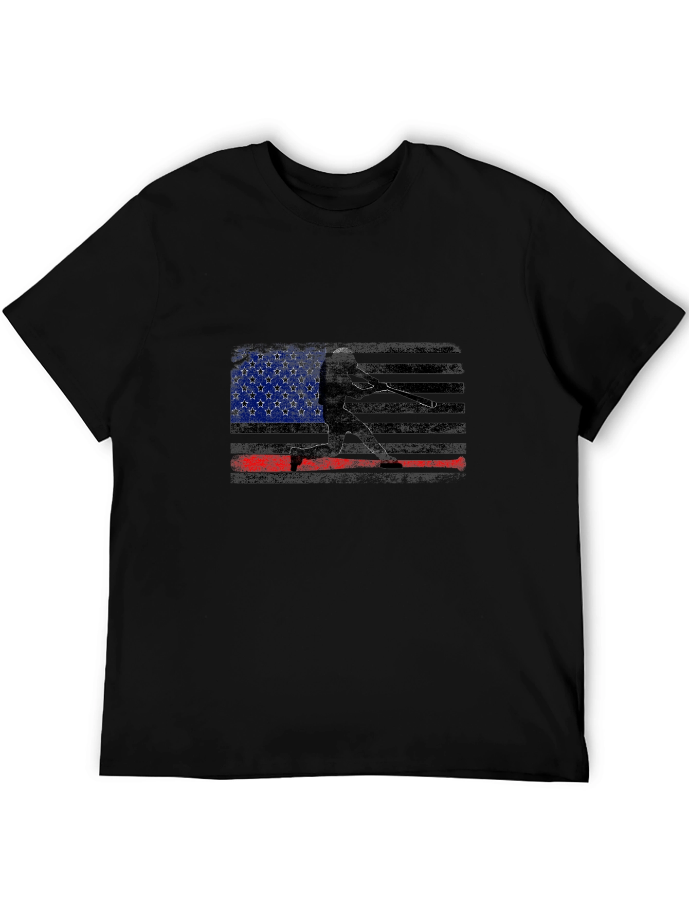 USA Flag Baseball Graphic Tee - Black