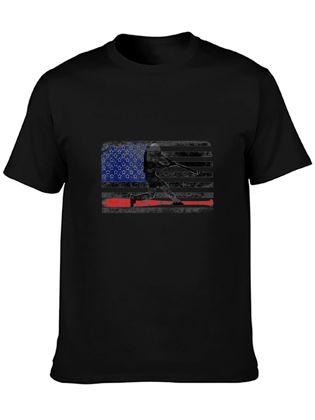 USA Flag Baseball Graphic Tee - Black