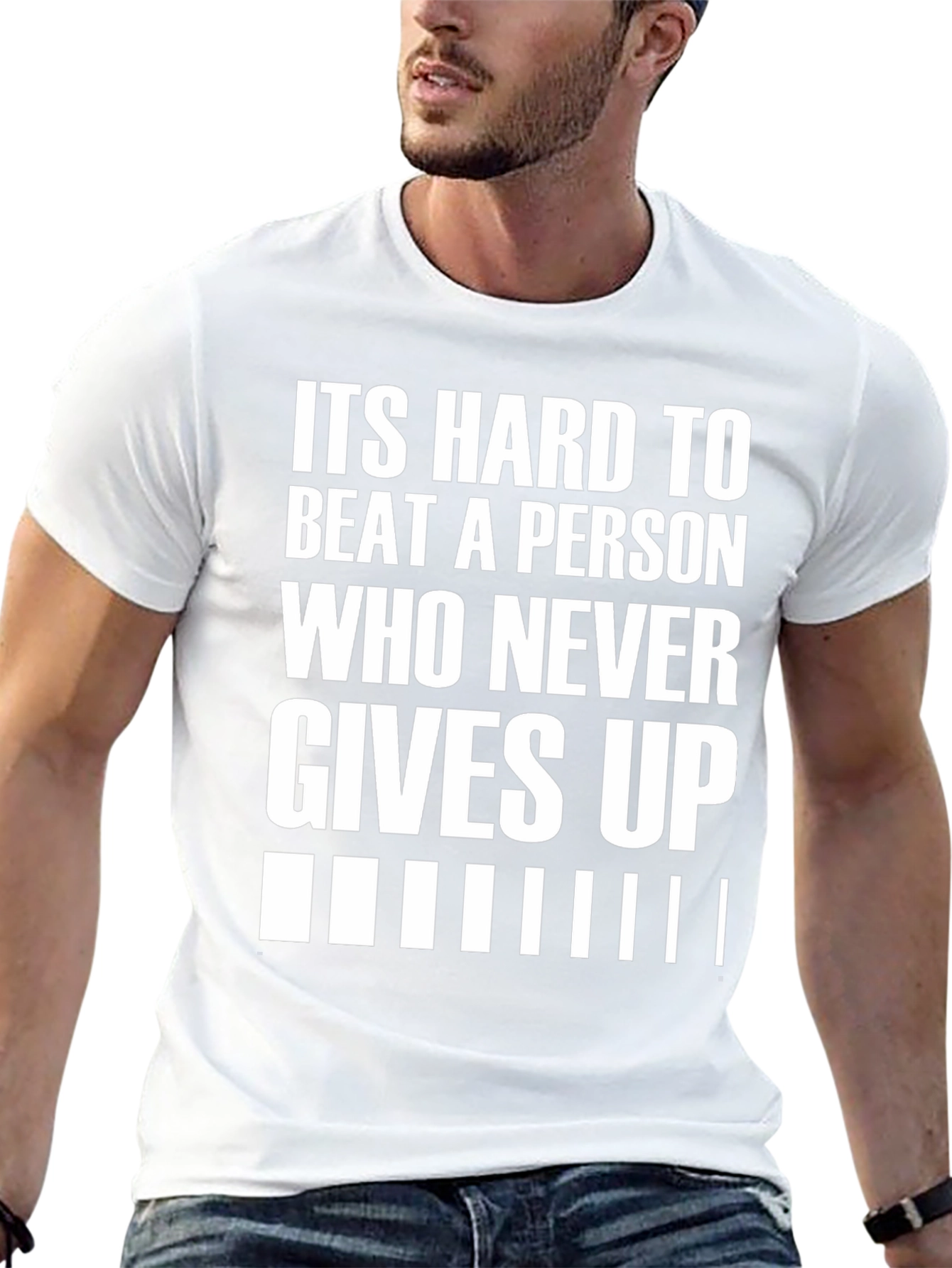 Motivational Black T-Shirt: Never Give Up