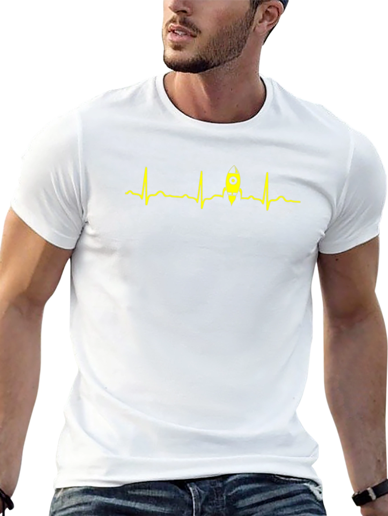 Rocket Heartbeat T-Shirt - Black Crew Neck Tee