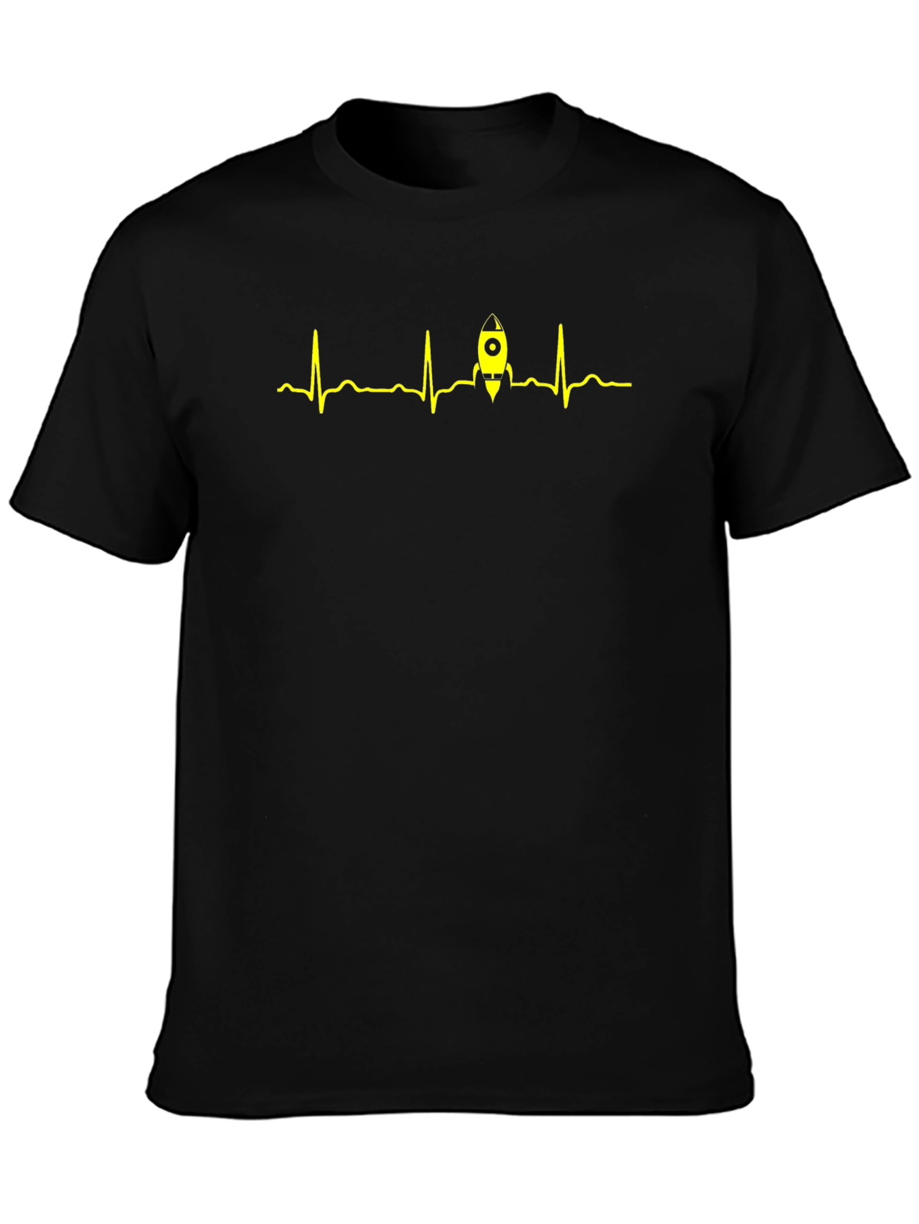 Rocket Heartbeat T-Shirt - Black Crew Neck Tee