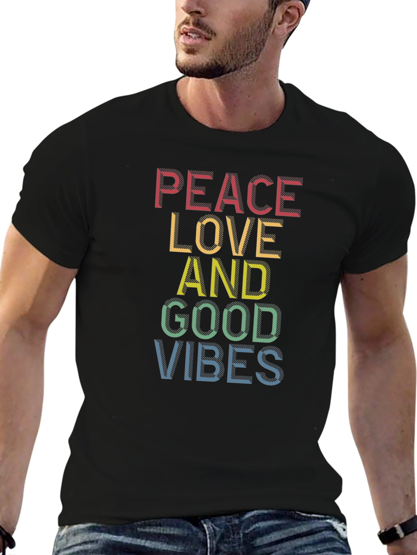 Peace Love Good Vibes T-Shirt - Stylish Graphic Tee