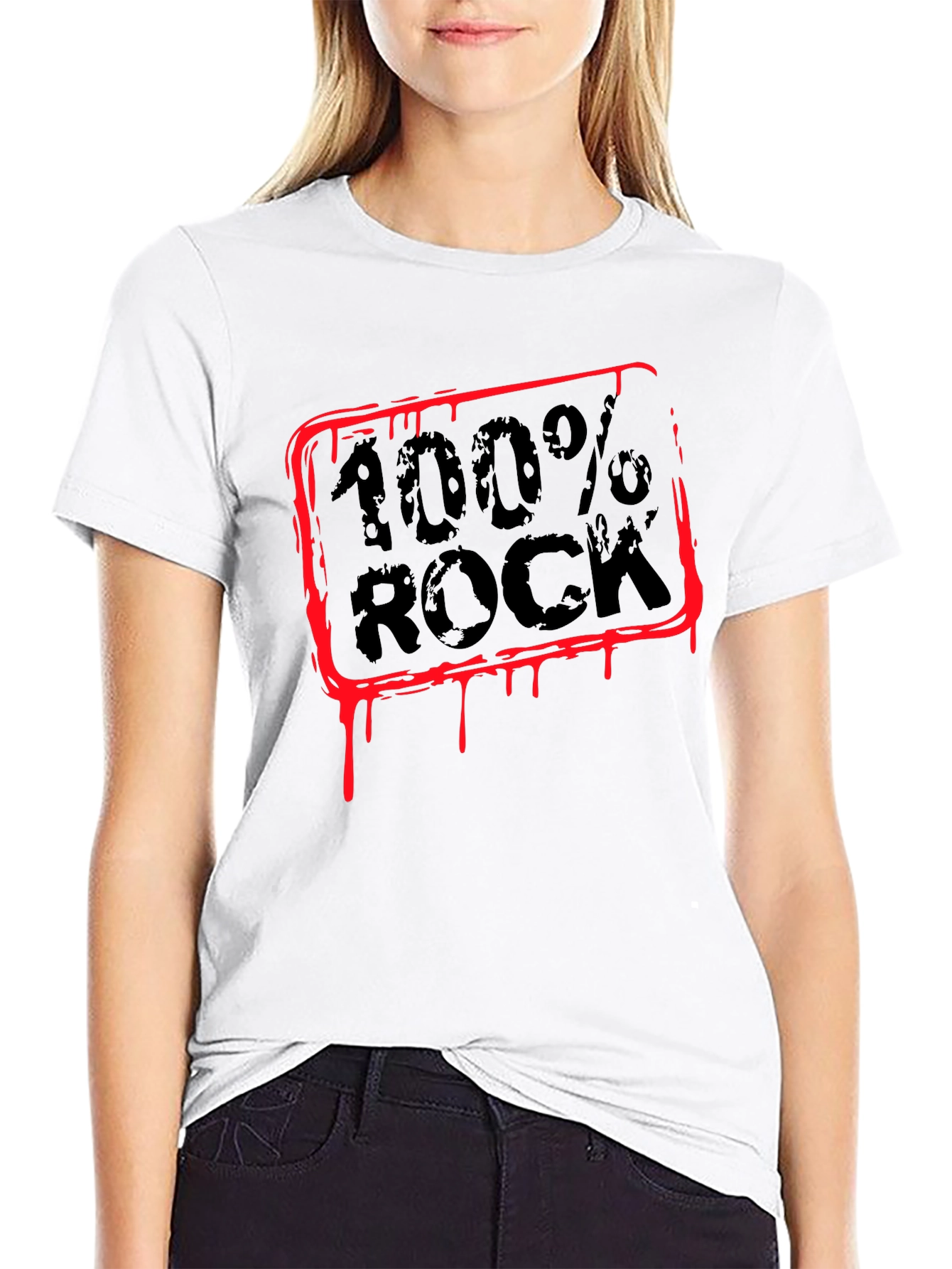 100% Rock Graphic T-Shirt - Mens Crew Neck Tee