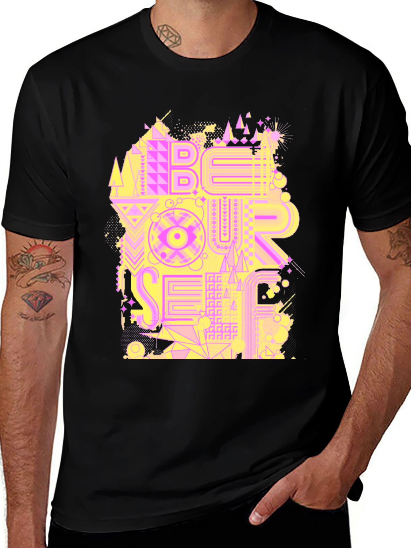 Be Your Self Graphic Black T-Shirt