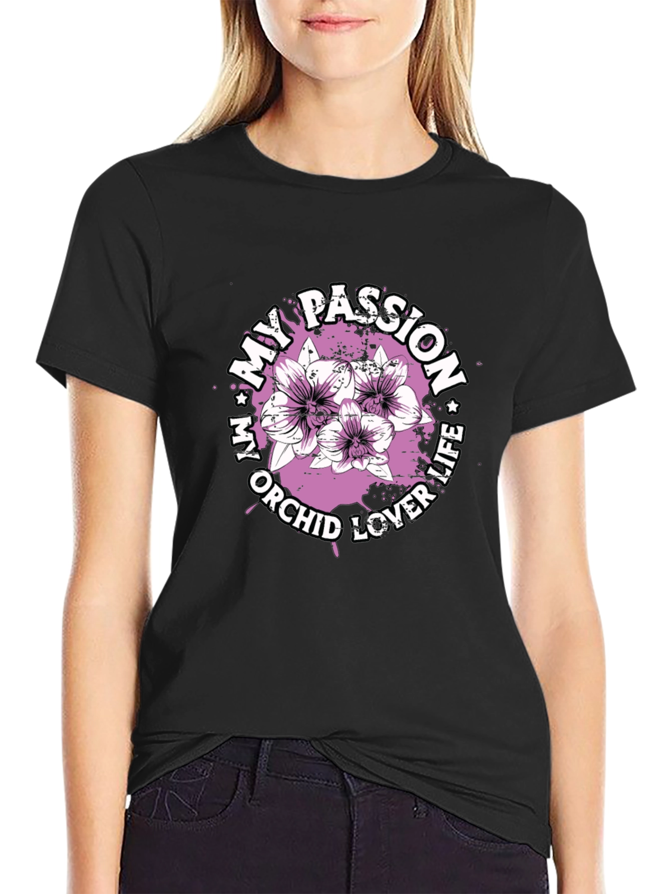 My Orchid Lover Life Passion Black T-Shirt