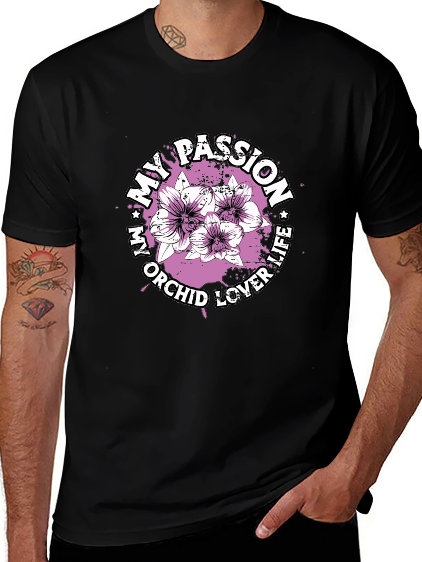 My Orchid Lover Life Passion Black T-Shirt