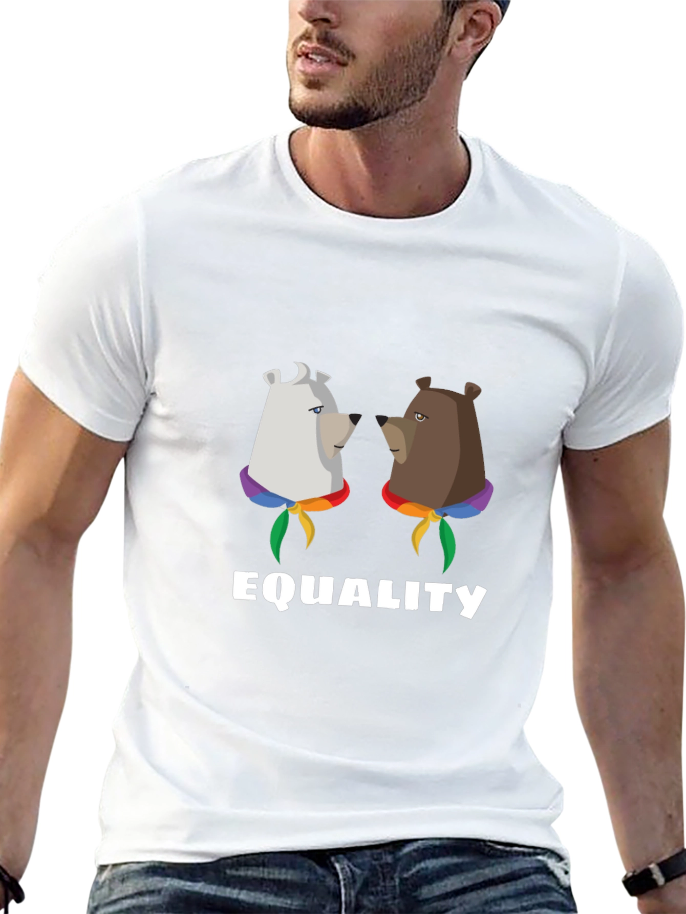 Equality Bear T-Shirt:  Pride Rainbow Graphic Tee