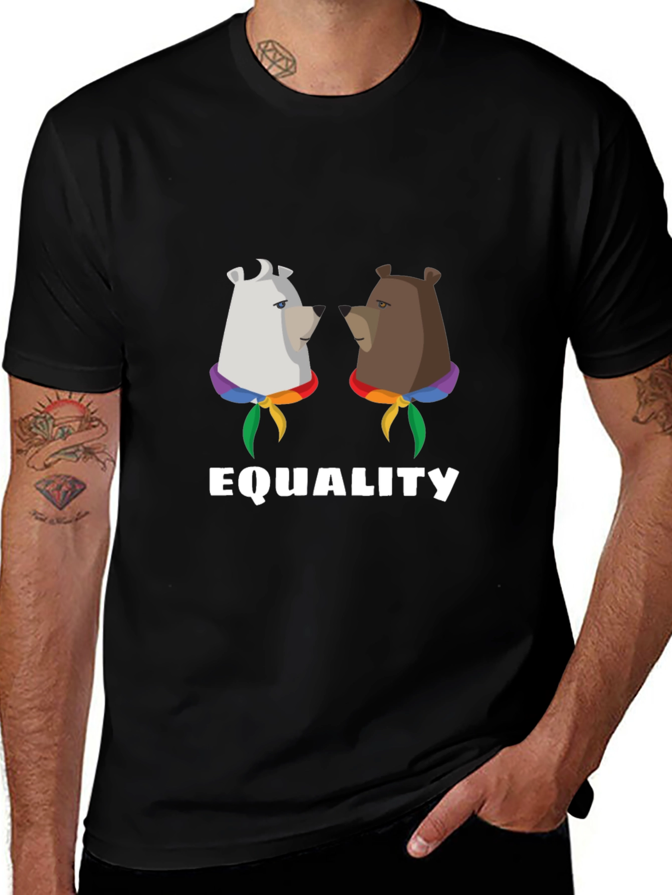 Equality Bear T-Shirt:  Pride Rainbow Graphic Tee