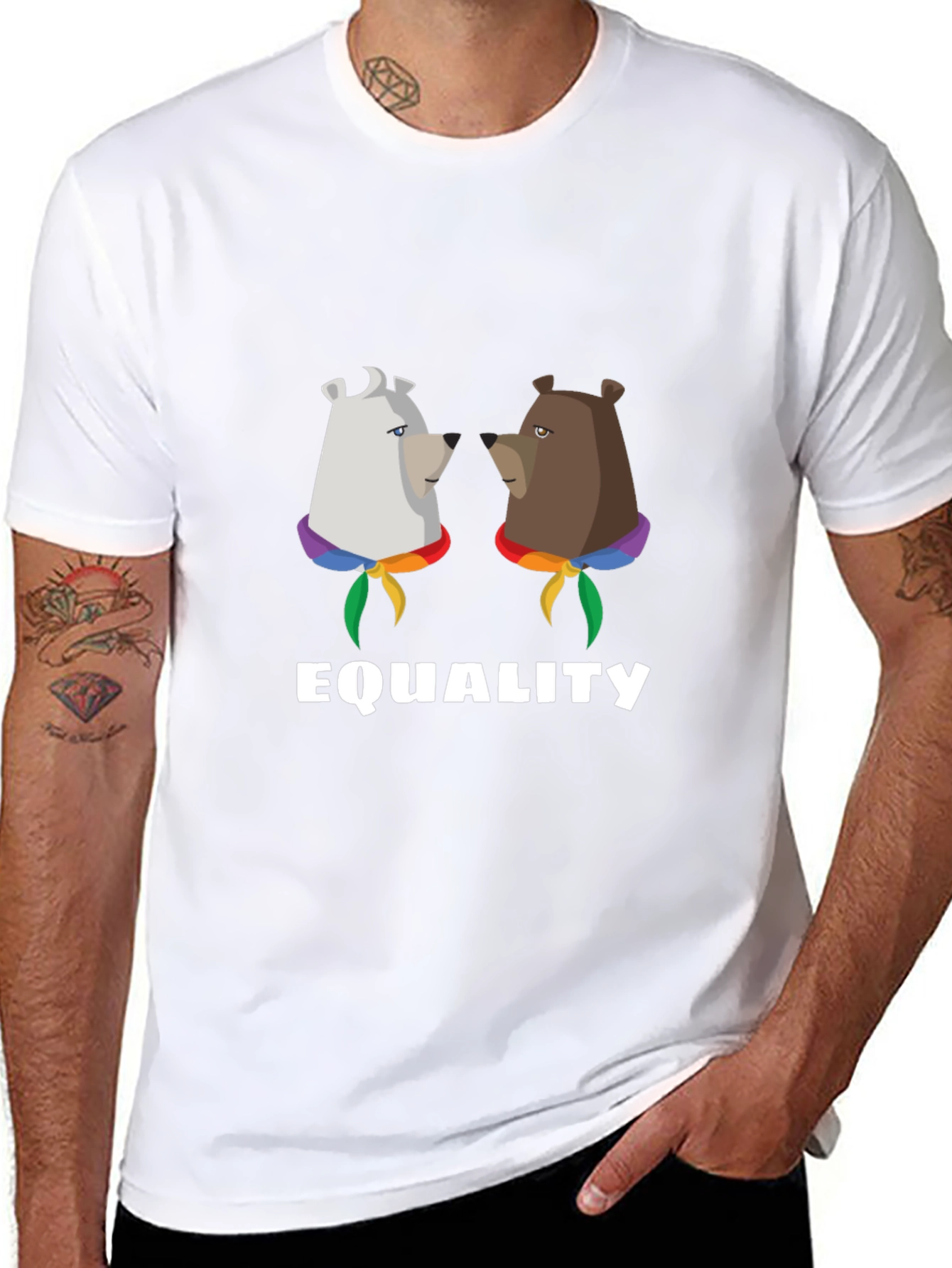Equality Bear T-Shirt:  Pride Rainbow Graphic Tee