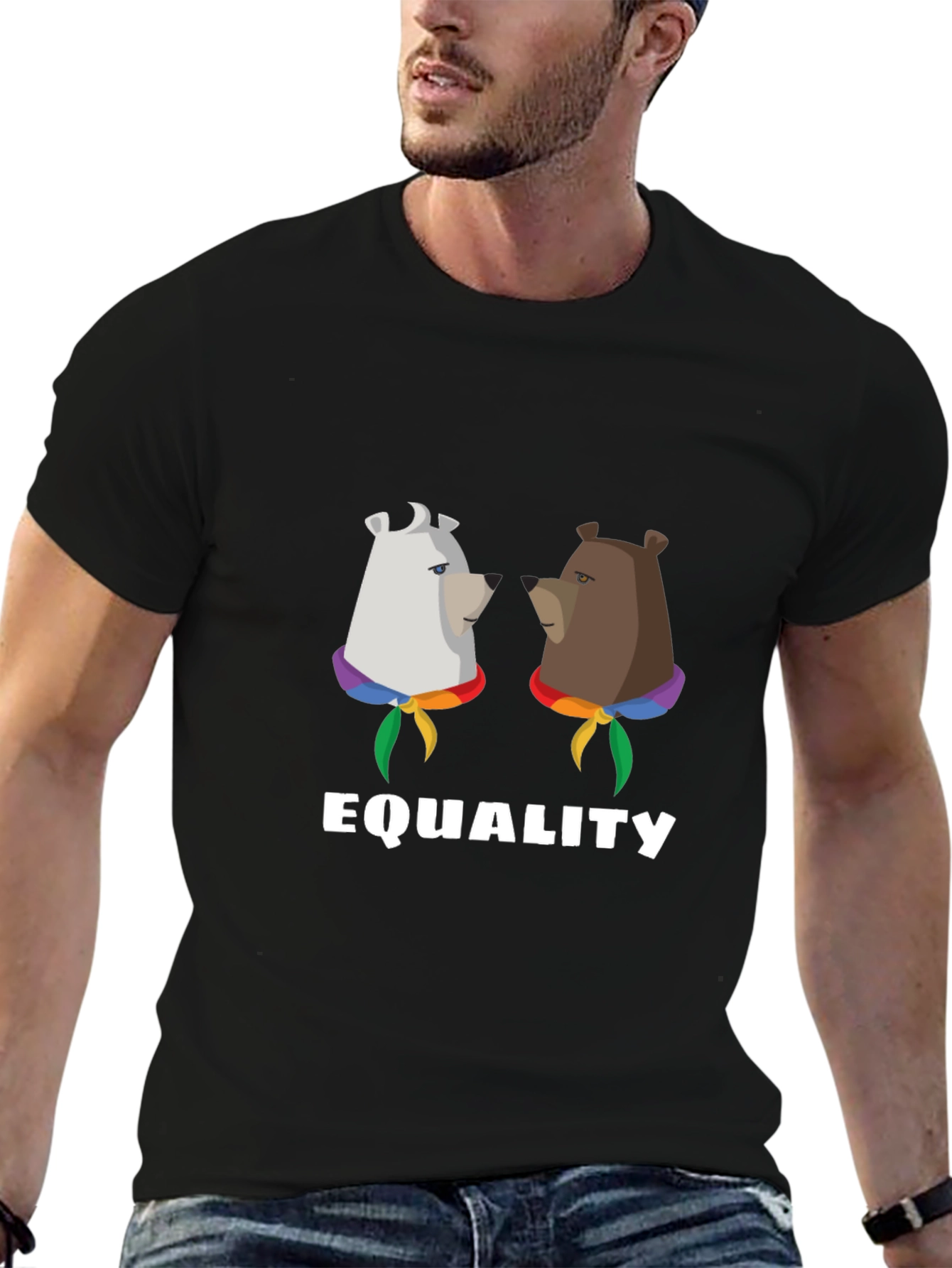 Equality Bear T-Shirt:  Pride Rainbow Graphic Tee