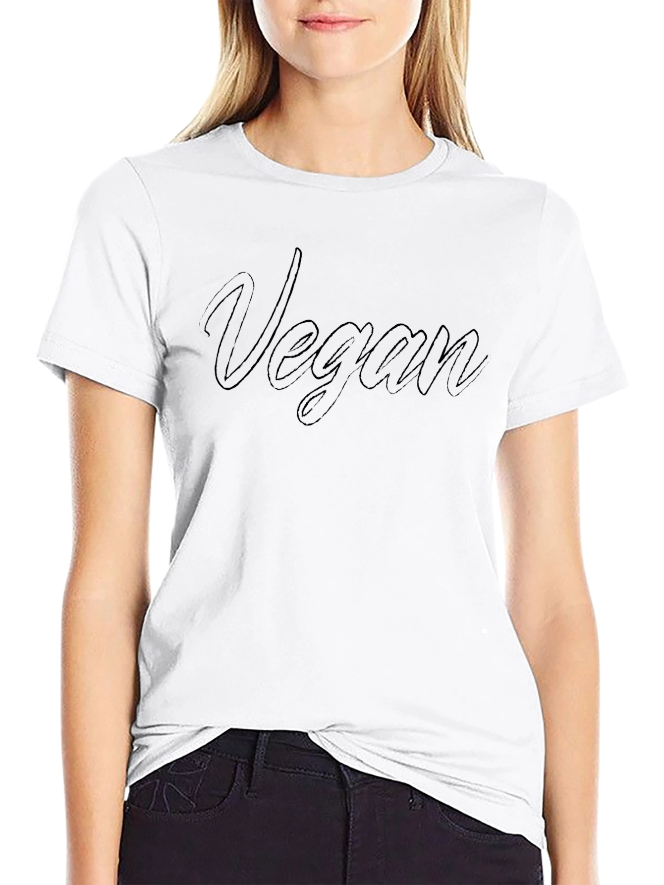 Vegan Statement T-Shirt - Black Crew Neck Tee