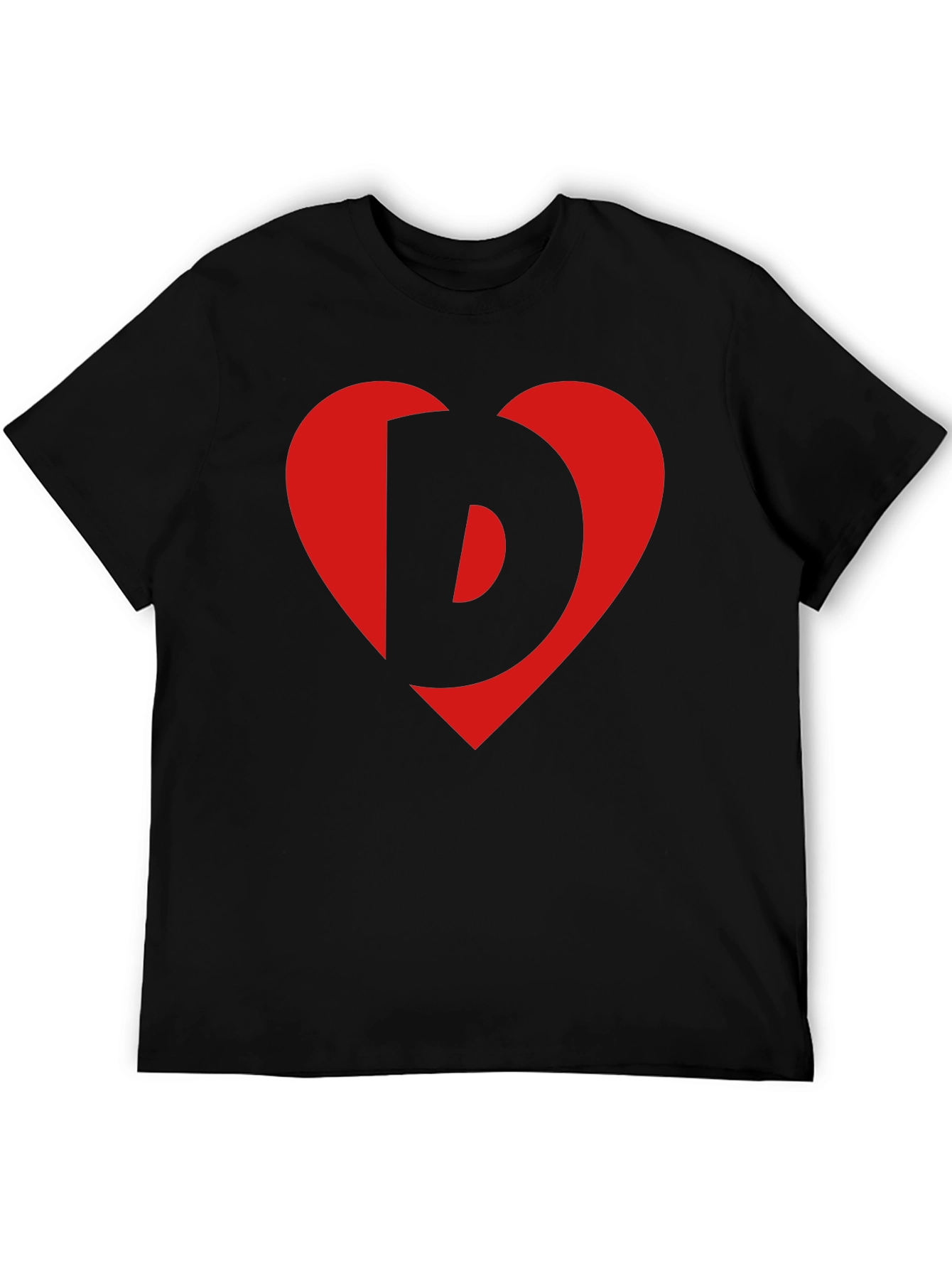 Heart Letter Graphic Tee - Stylish Black Cotton Shirt
