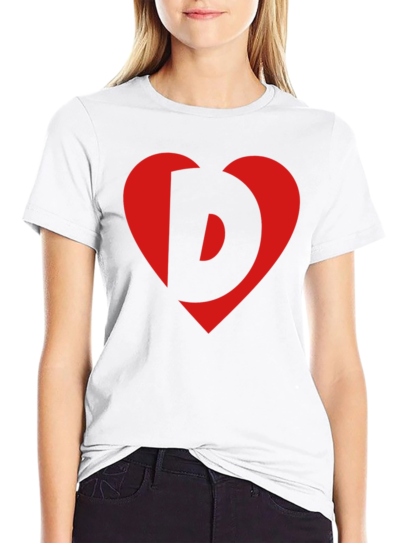 Heart Letter Graphic Tee - Stylish Black Cotton Shirt