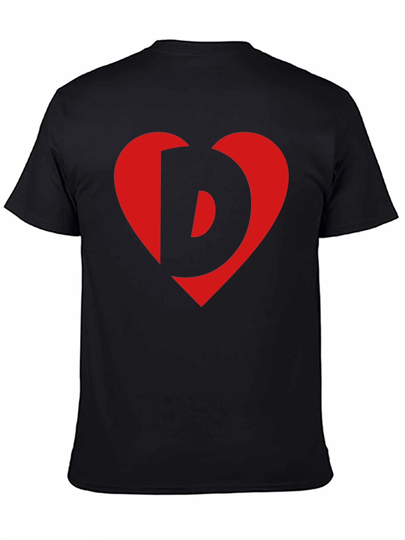 Heart Letter Graphic Tee - Stylish Black Cotton Shirt