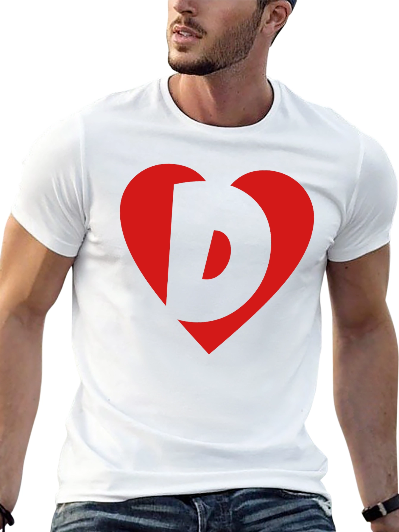 Heart Letter Graphic Tee - Stylish Black Cotton Shirt