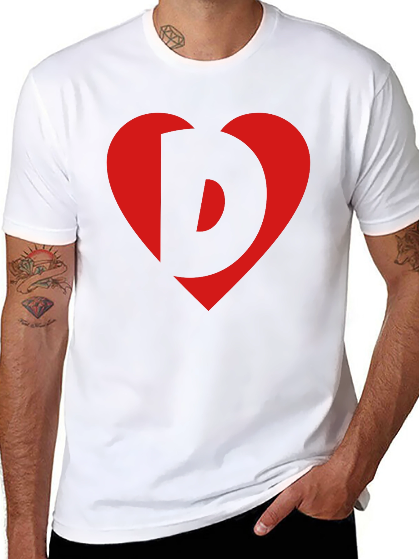 Heart Letter Graphic Tee - Stylish Black Cotton Shirt