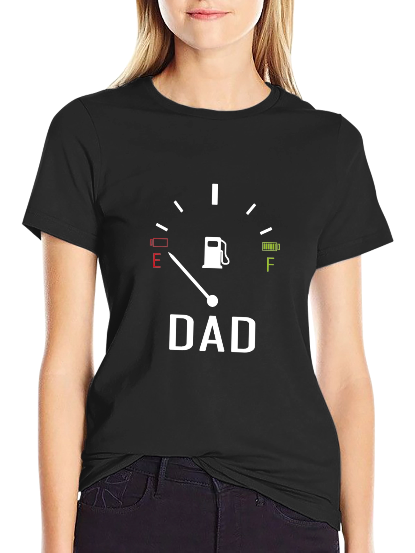Dad Fuel Gauge Graphic T-Shirt - Black