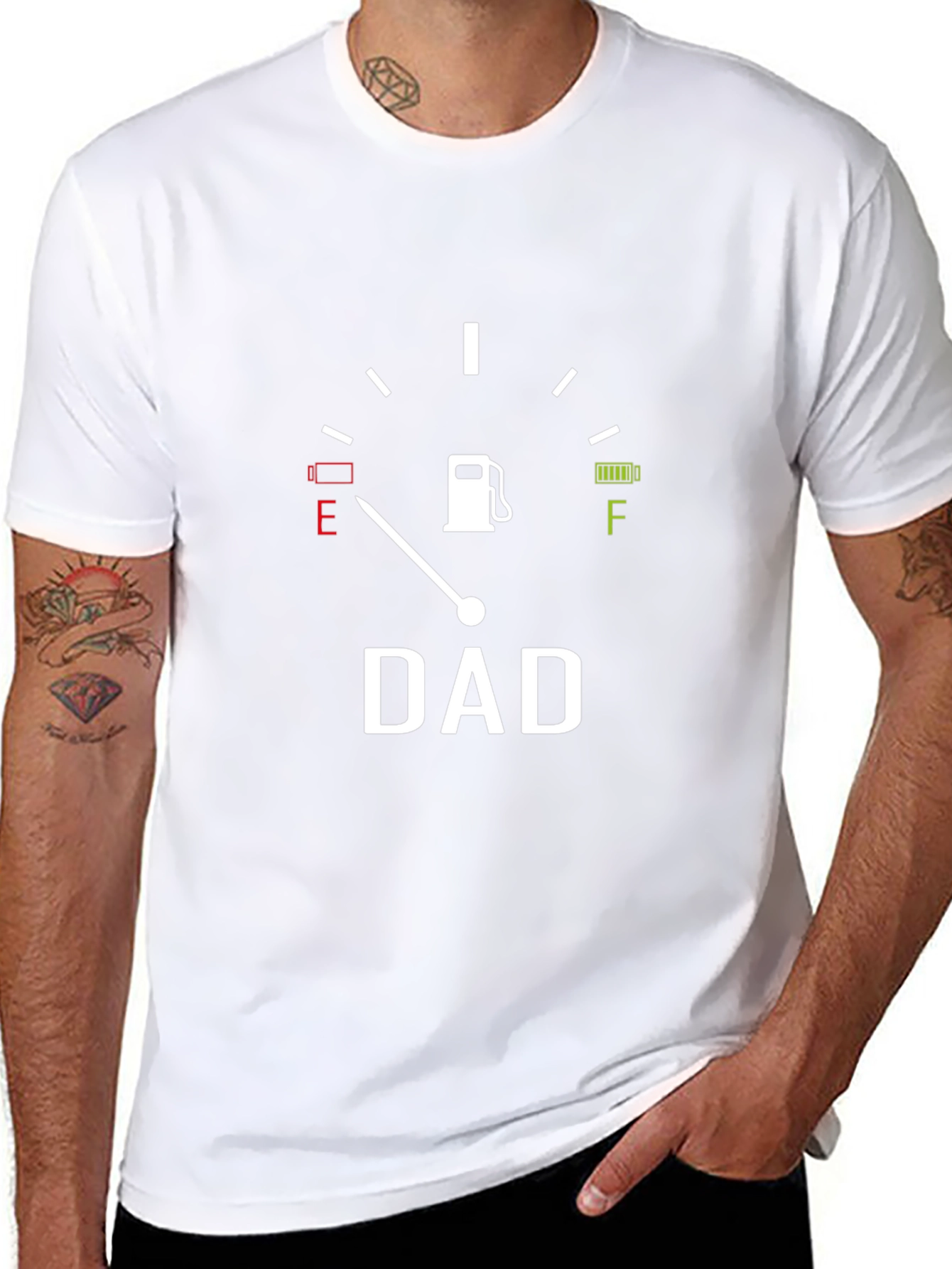 Dad Fuel Gauge Graphic T-Shirt - Black