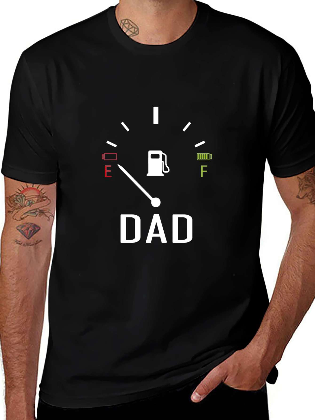 Dad Fuel Gauge Graphic T-Shirt - Black