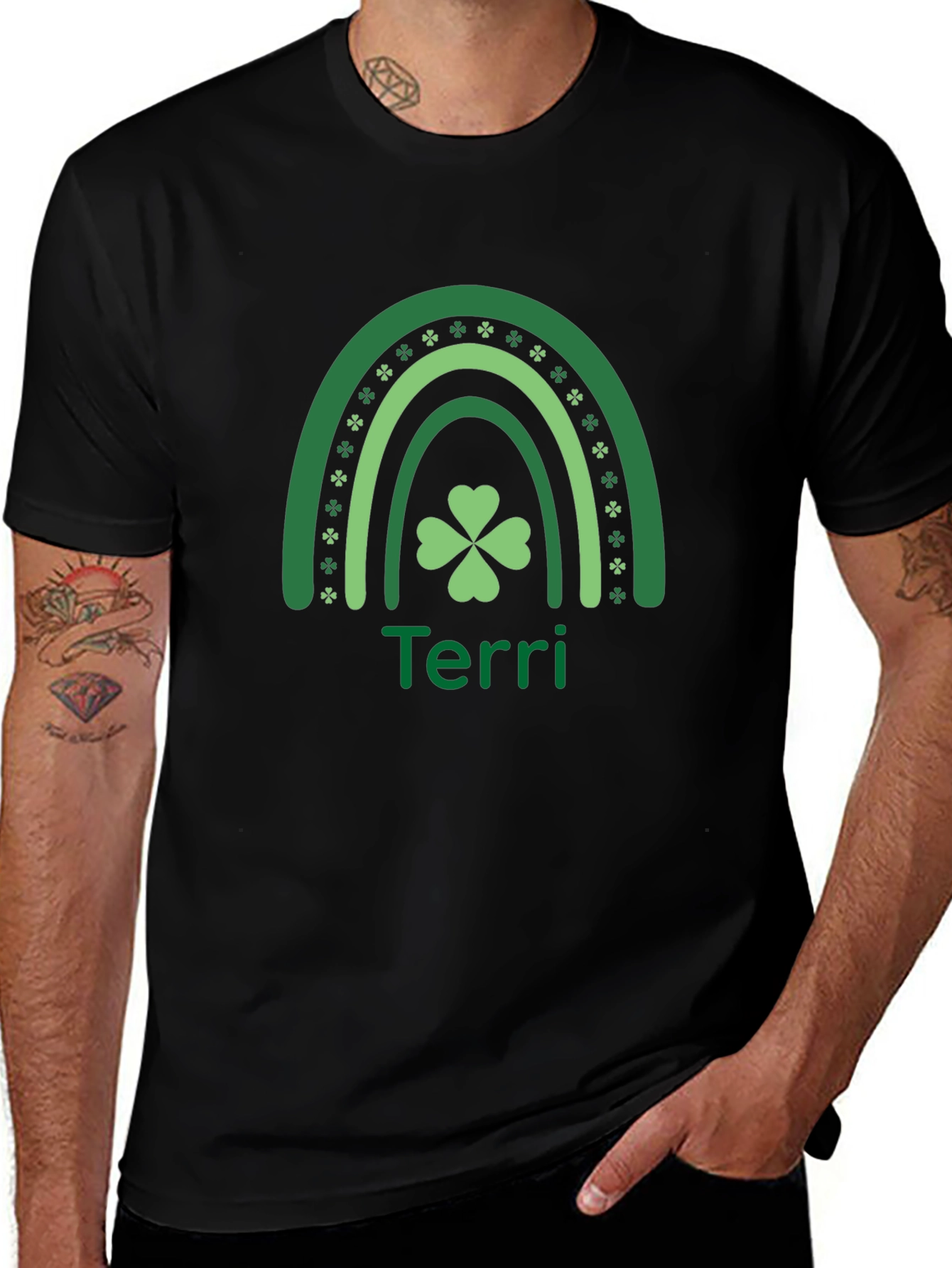 St. Patricks Day Terri Rainbow Clover T-Shirt