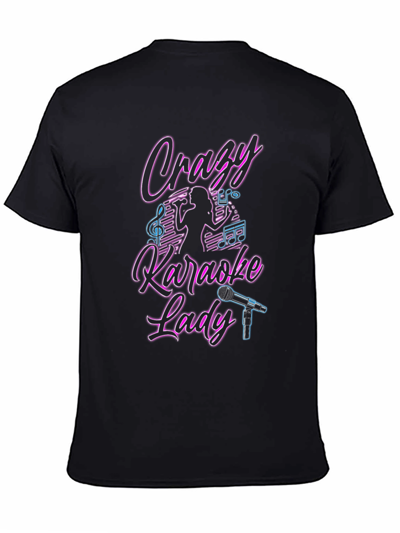 Crazy Karaoke Lady Black T-Shirt