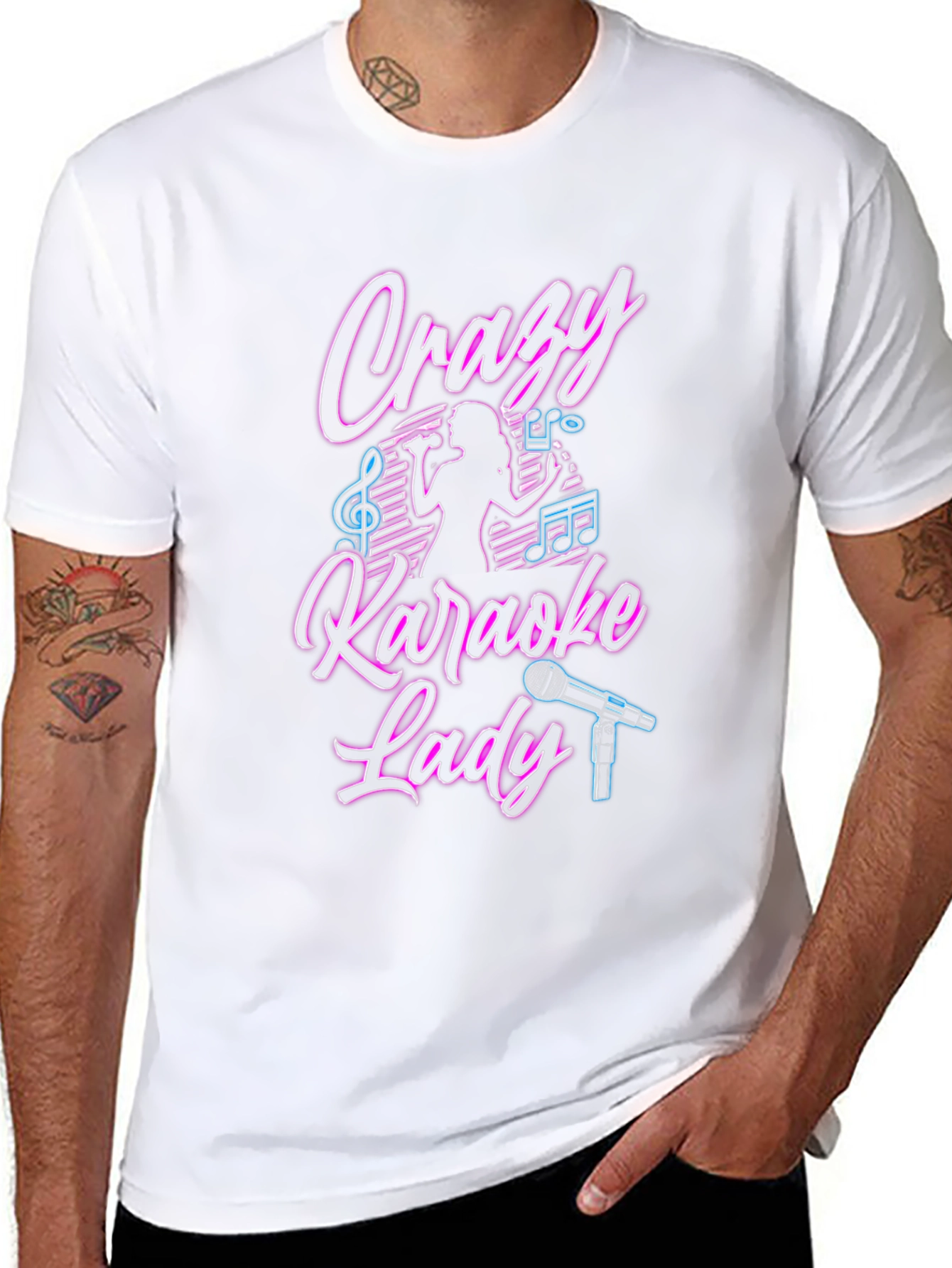 Crazy Karaoke Lady Black T-Shirt