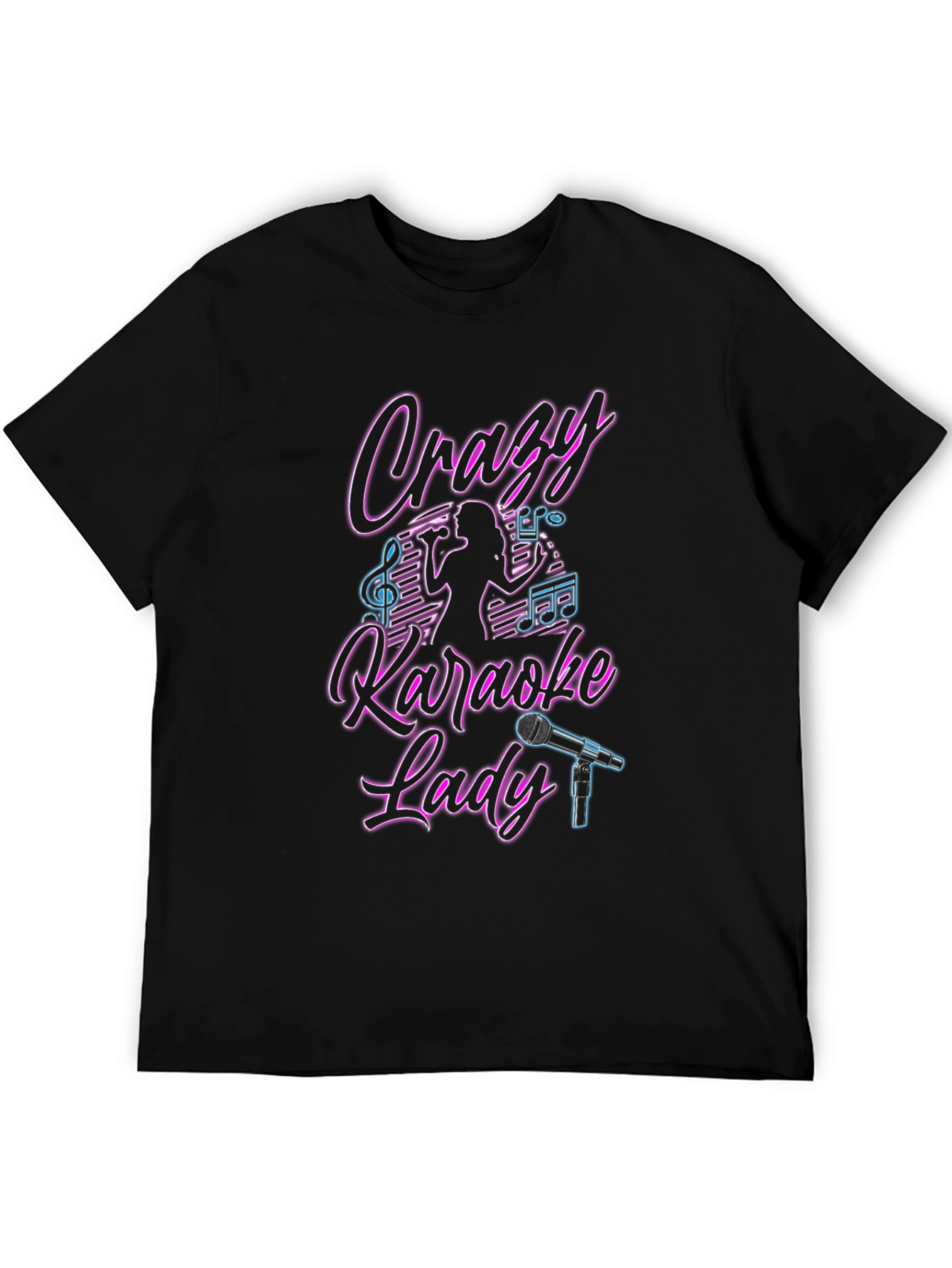 Crazy Karaoke Lady Black T-Shirt