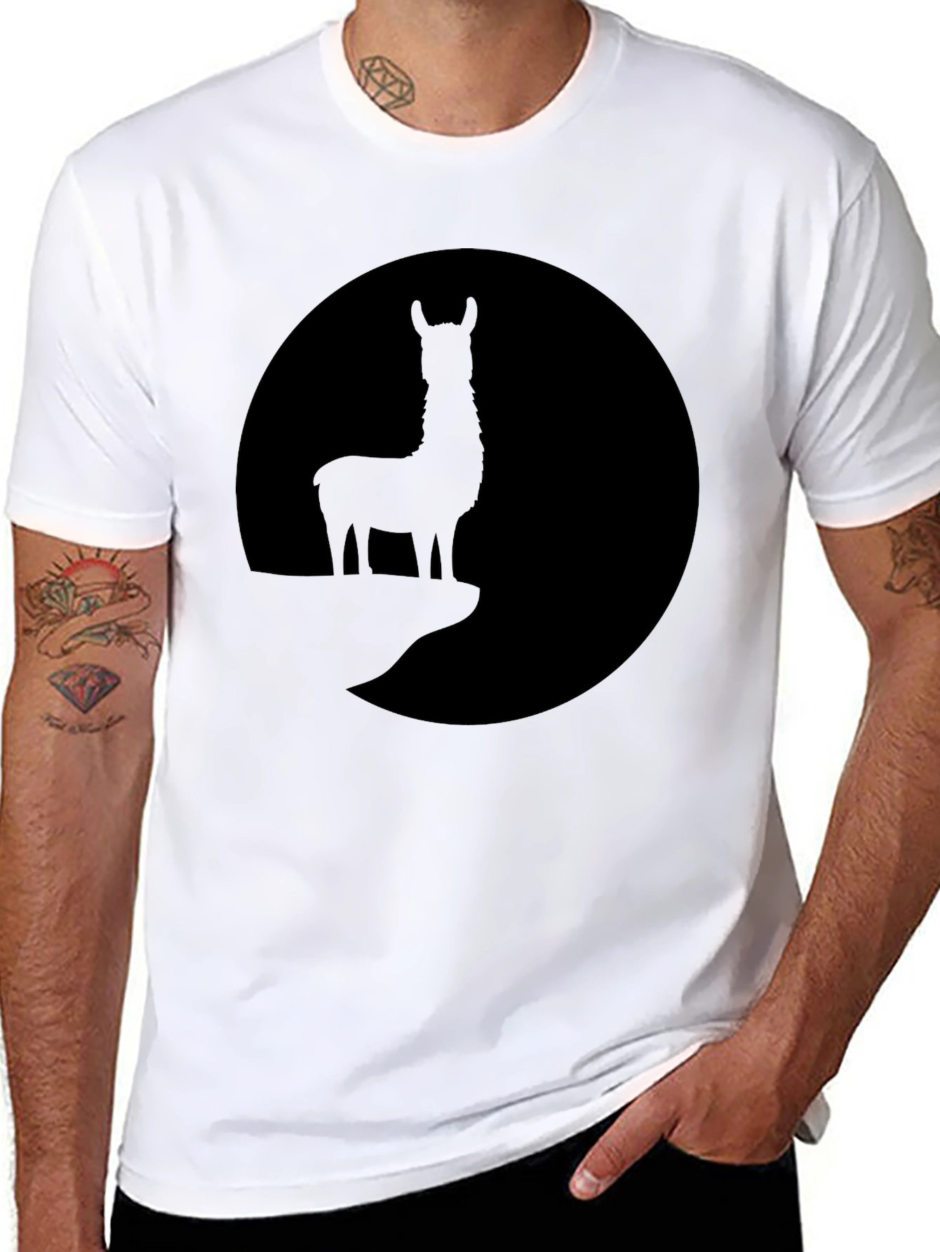 Llama Silhouette Graphic Tee - Black T-Shirt