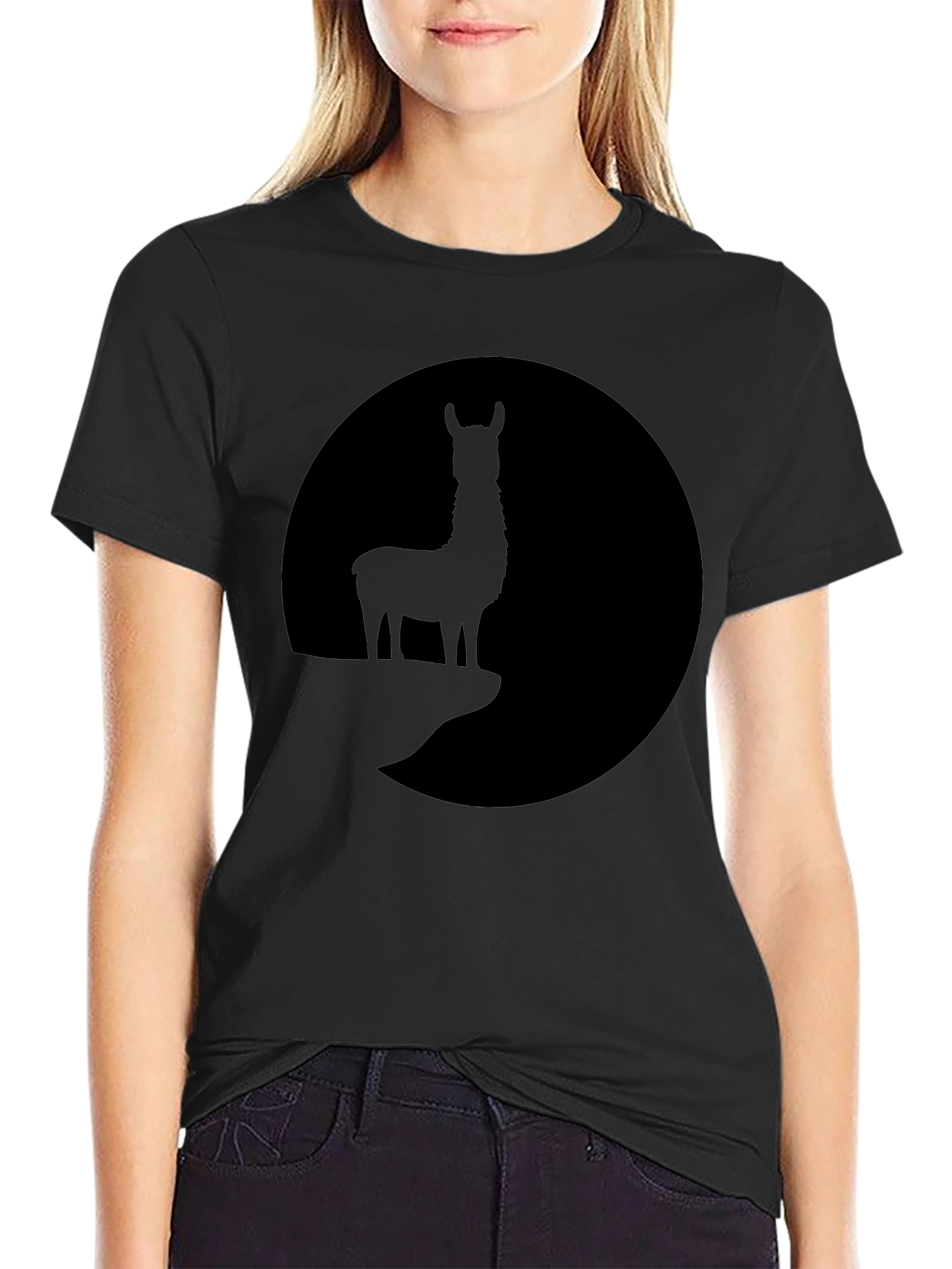 Llama Silhouette Graphic Tee - Black T-Shirt