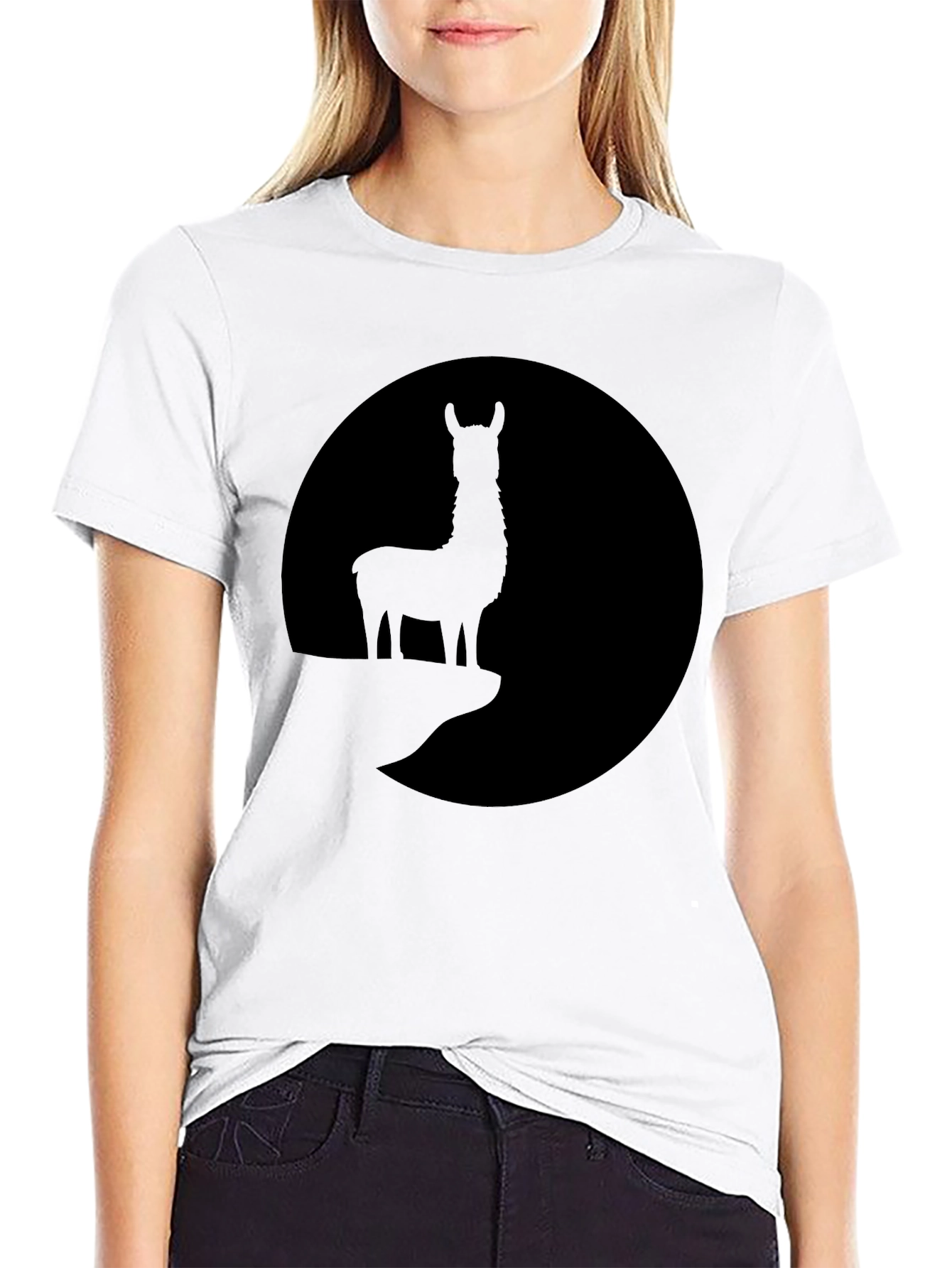 Llama Silhouette Graphic Tee - Black T-Shirt