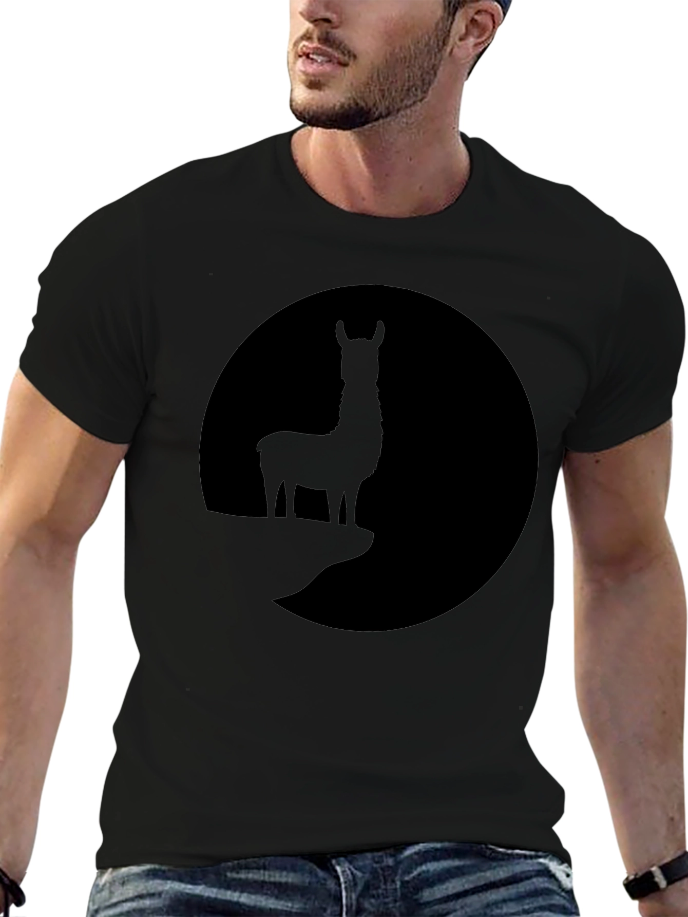 Llama Silhouette Graphic Tee - Black T-Shirt
