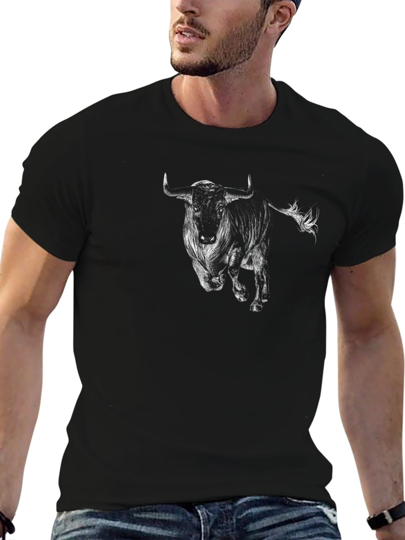 Bull Graphic Black T-Shirt - Bold & Stylish