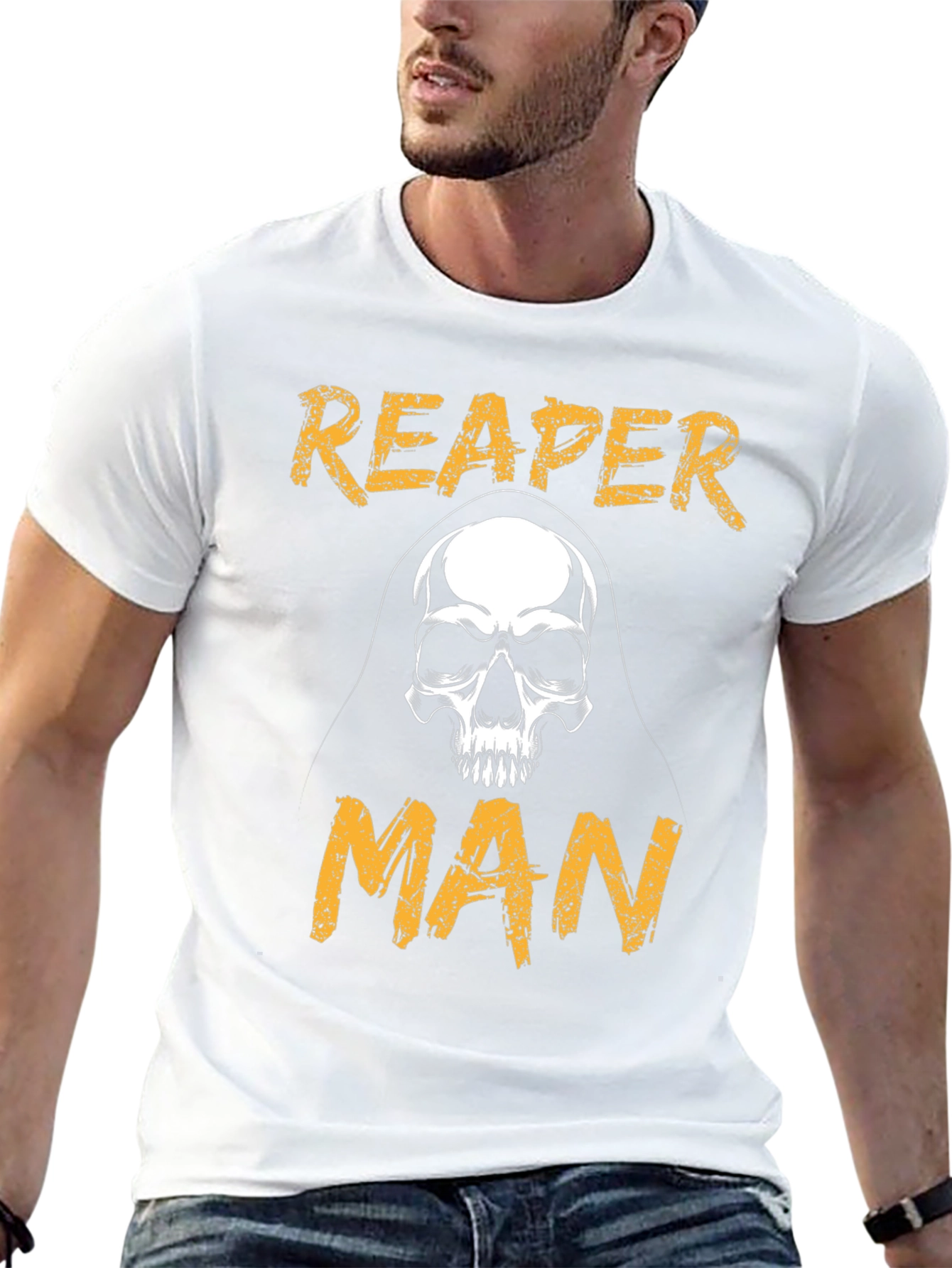 Reaper Man Graphic Tee - Skull Design - Black