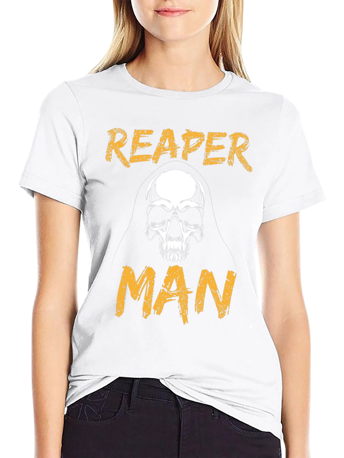 Reaper Man Graphic Tee - Skull Design - Black