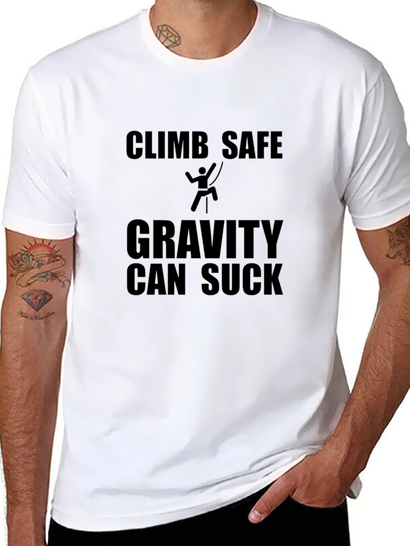 Climb Safe Gravity Can Suck Black T-Shirt