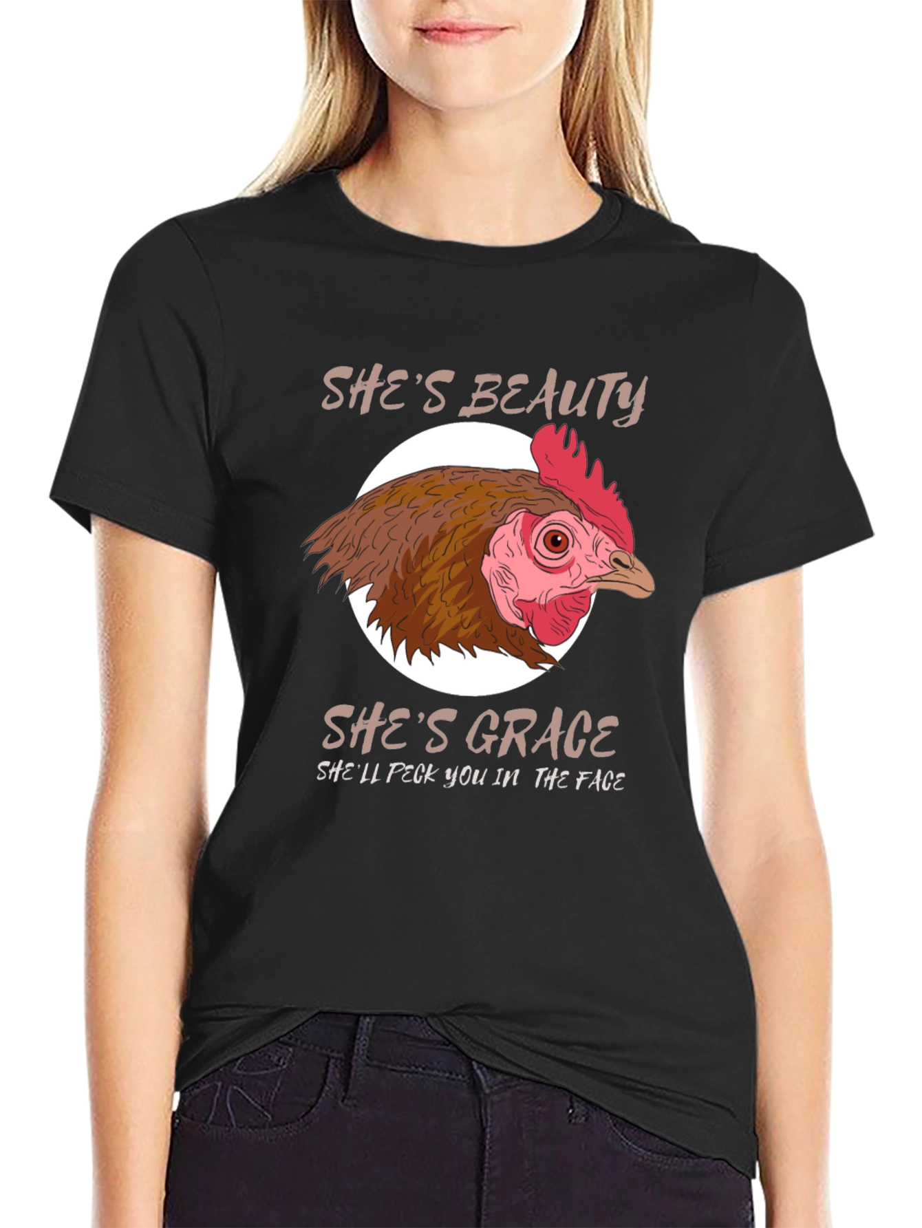 Shes Beauty Shes Grace Chicken Graphic T-Shirt