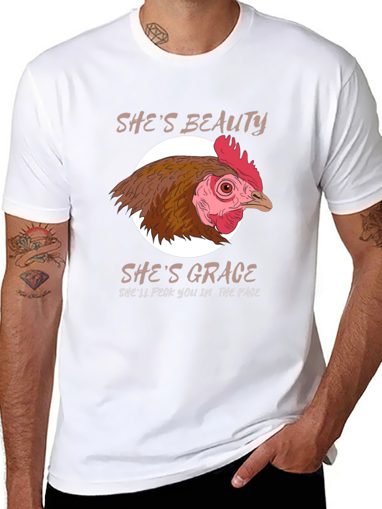 Shes Beauty Shes Grace Chicken Graphic T-Shirt