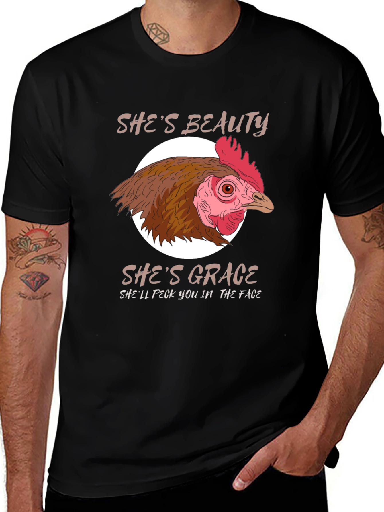Shes Beauty Shes Grace Chicken Graphic T-Shirt