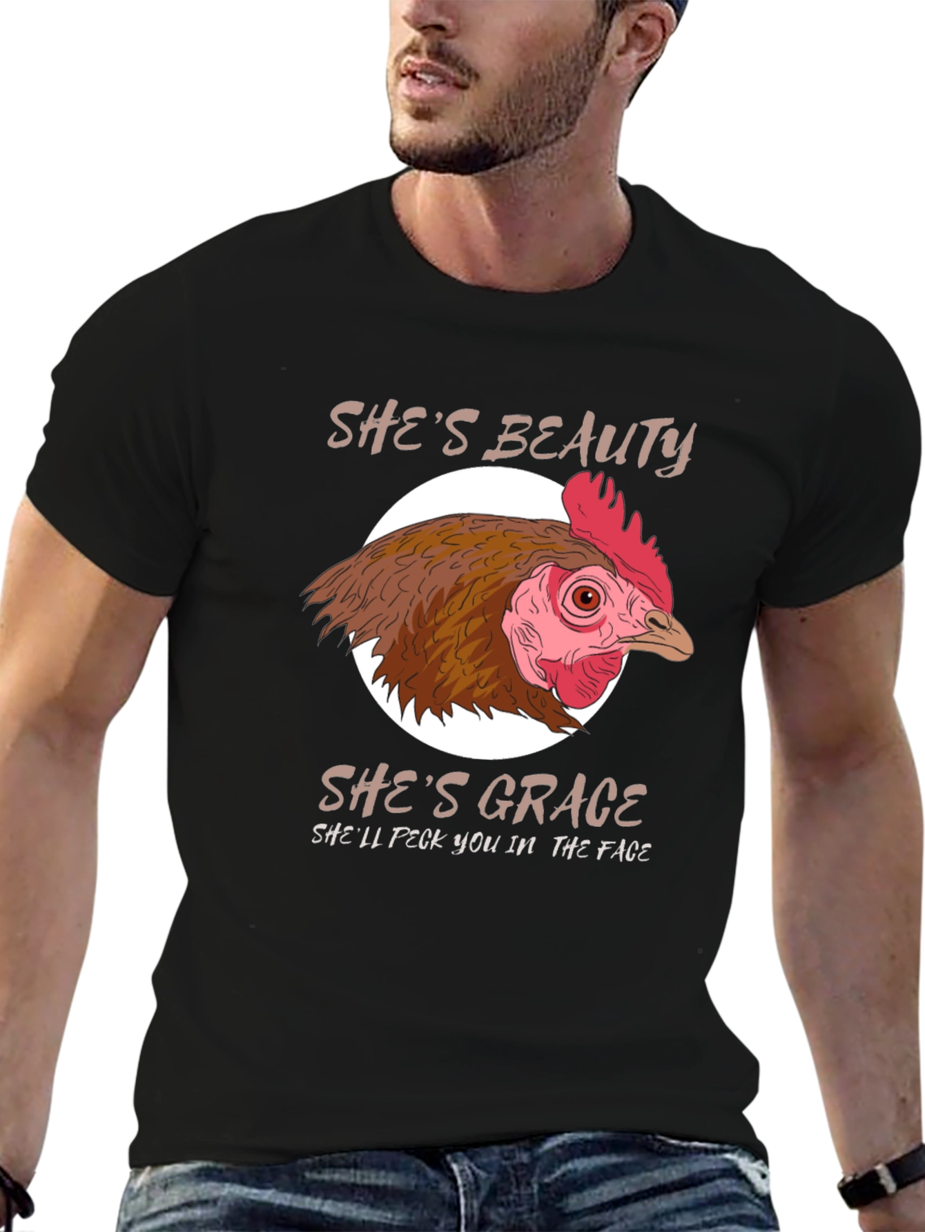 Shes Beauty Shes Grace Chicken Graphic T-Shirt