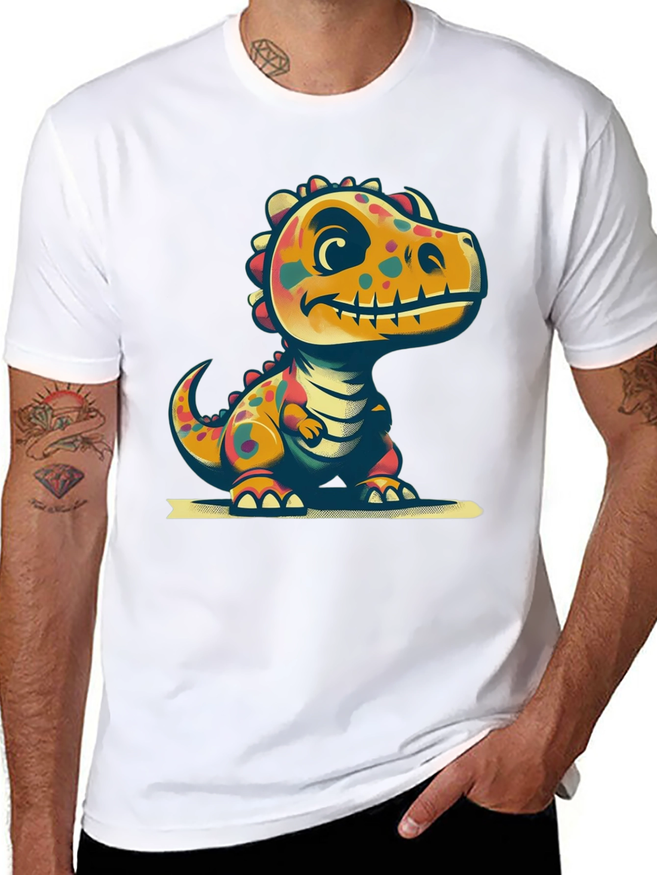 Cute Dinosaur Graphic Tee - Black T-Shirt