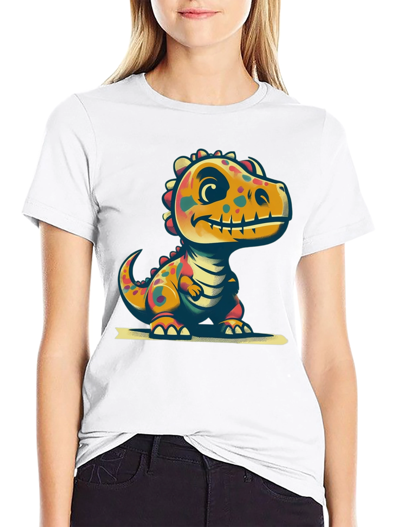 Cute Dinosaur Graphic Tee - Black T-Shirt