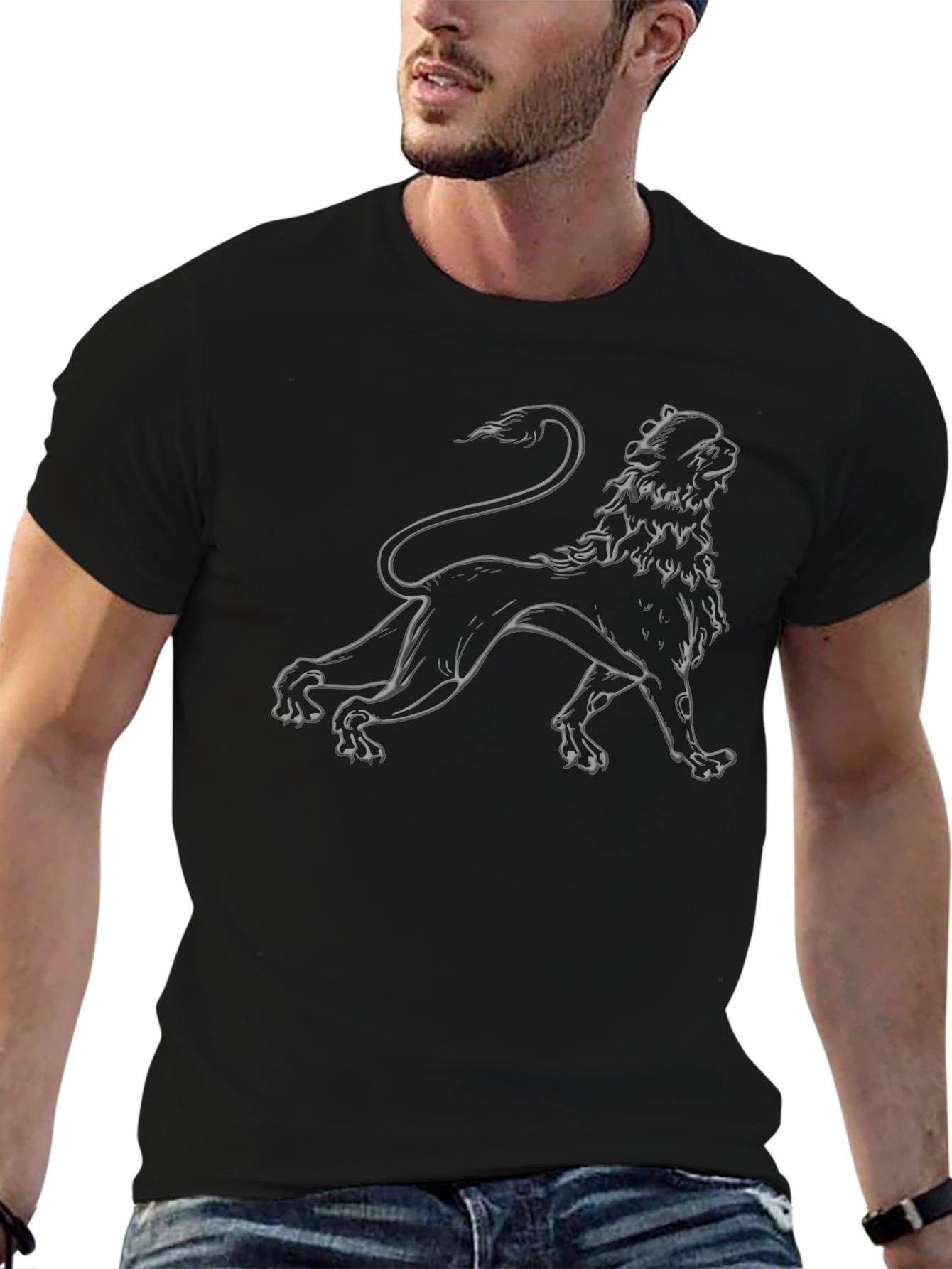 Lion Graphic Black T-Shirt - Stylish Design