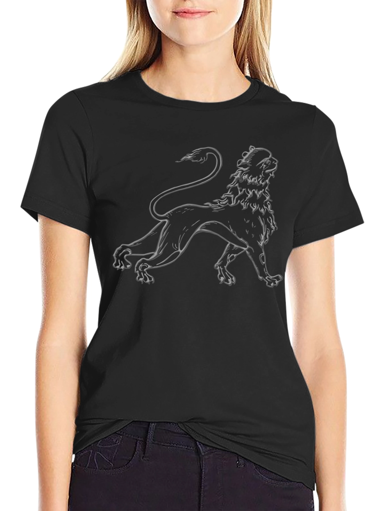 Lion Graphic Black T-Shirt - Stylish Design