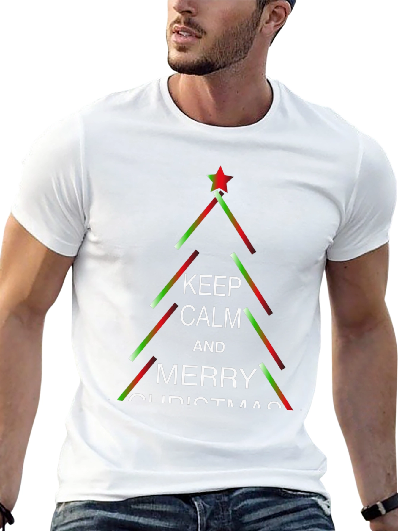 Keep Calm & Merry Christmas Tree Graphic Tee