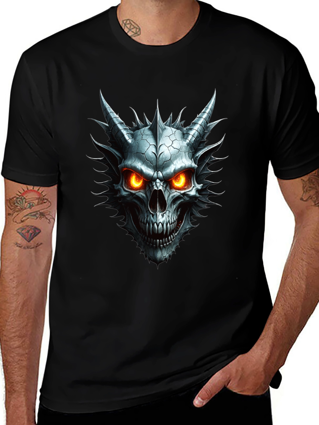 Skull Demon Graphic Tee - Mens Black T-Shirt