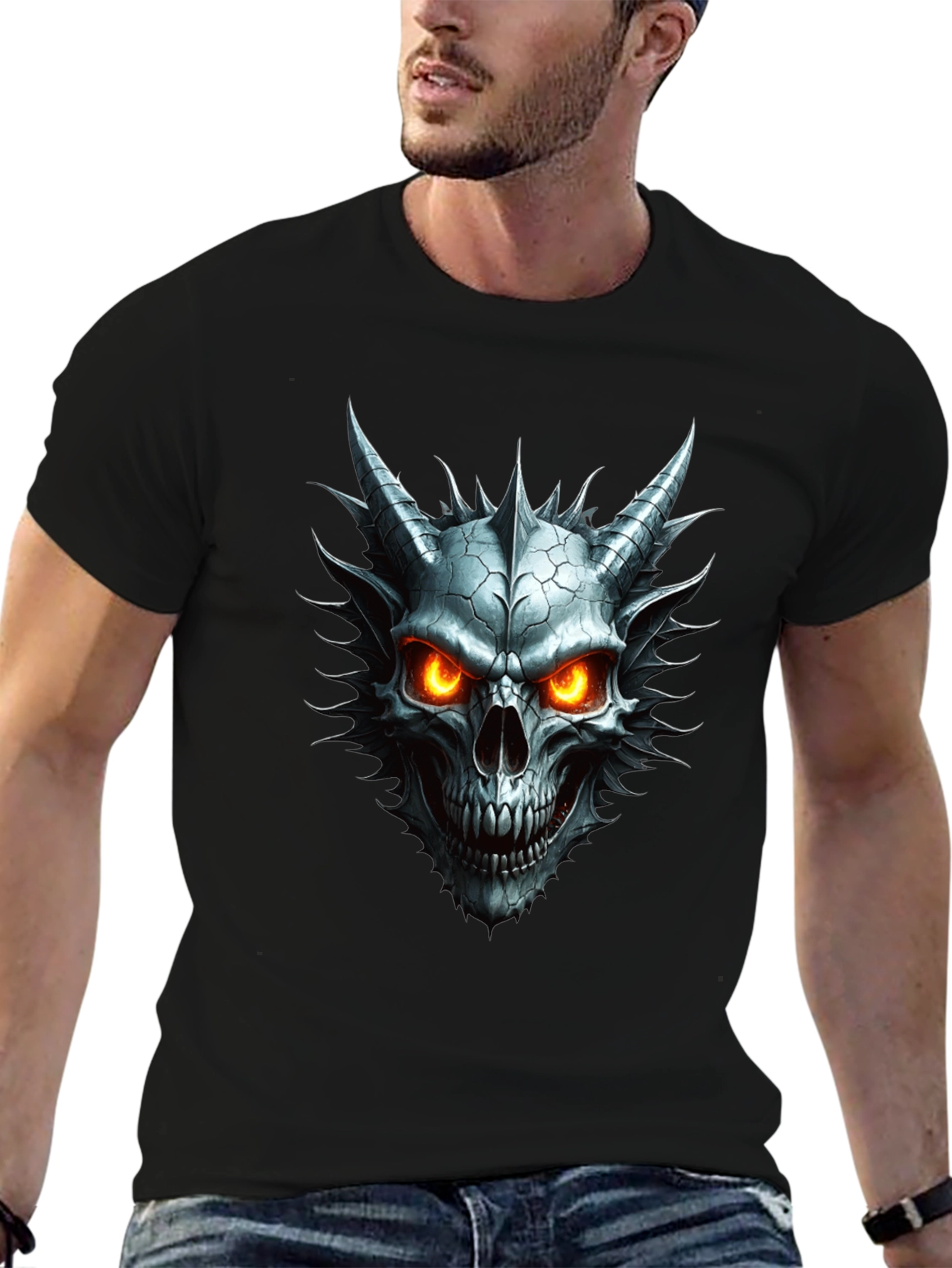 Skull Demon Graphic Tee - Mens Black T-Shirt