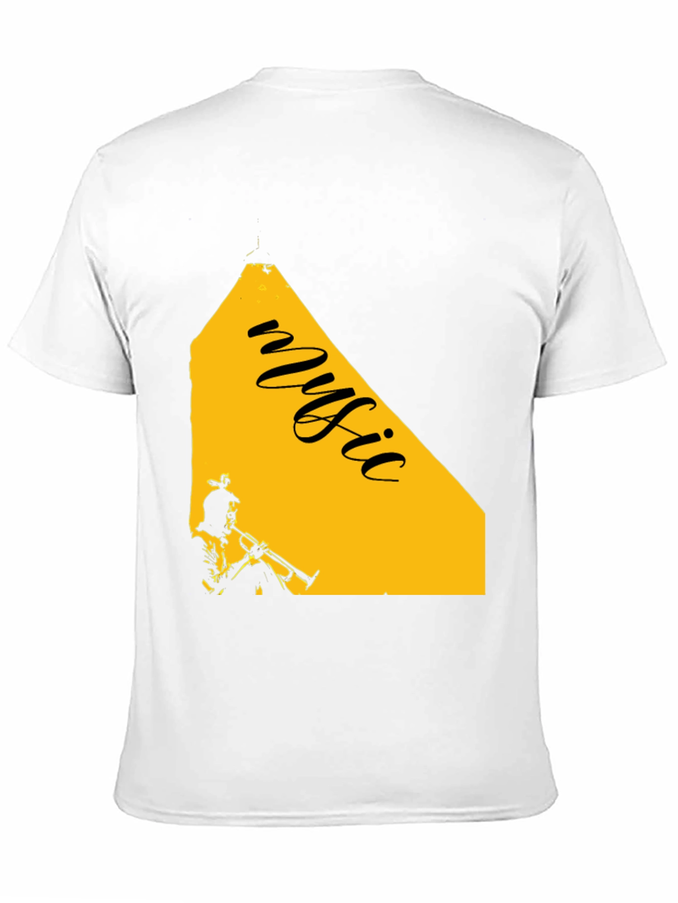 Music Trumpet Graphic Tee - Black Cotton Blend T-Shirt