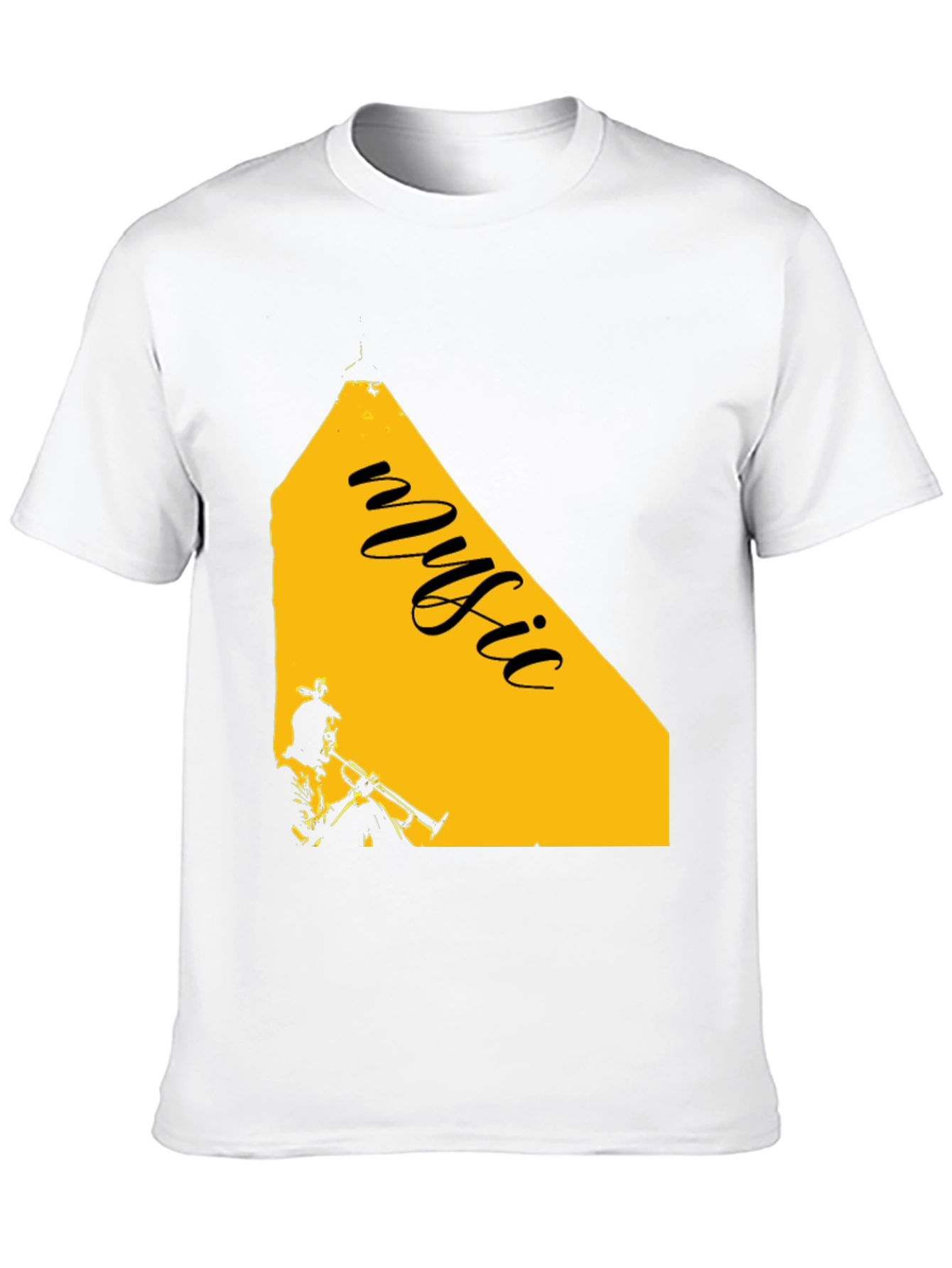 Music Trumpet Graphic Tee - Black Cotton Blend T-Shirt