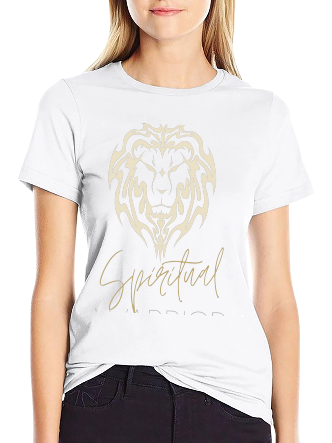 Spiritual Warrior Lion Graphic Black T-Shirt