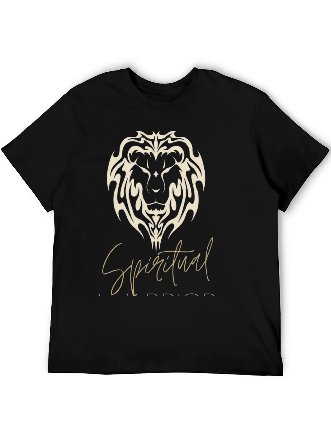 Spiritual Warrior Lion Graphic Black T-Shirt
